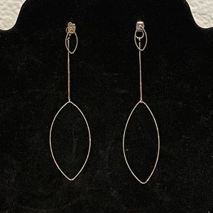 Gold Tear Drop Outline Convertible Stud Earrings (Wear It Together or 2 Ways)